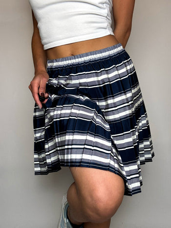 Jupe imprimée rayée marine M vintage