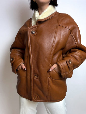 Veste en mouton retourné camel M