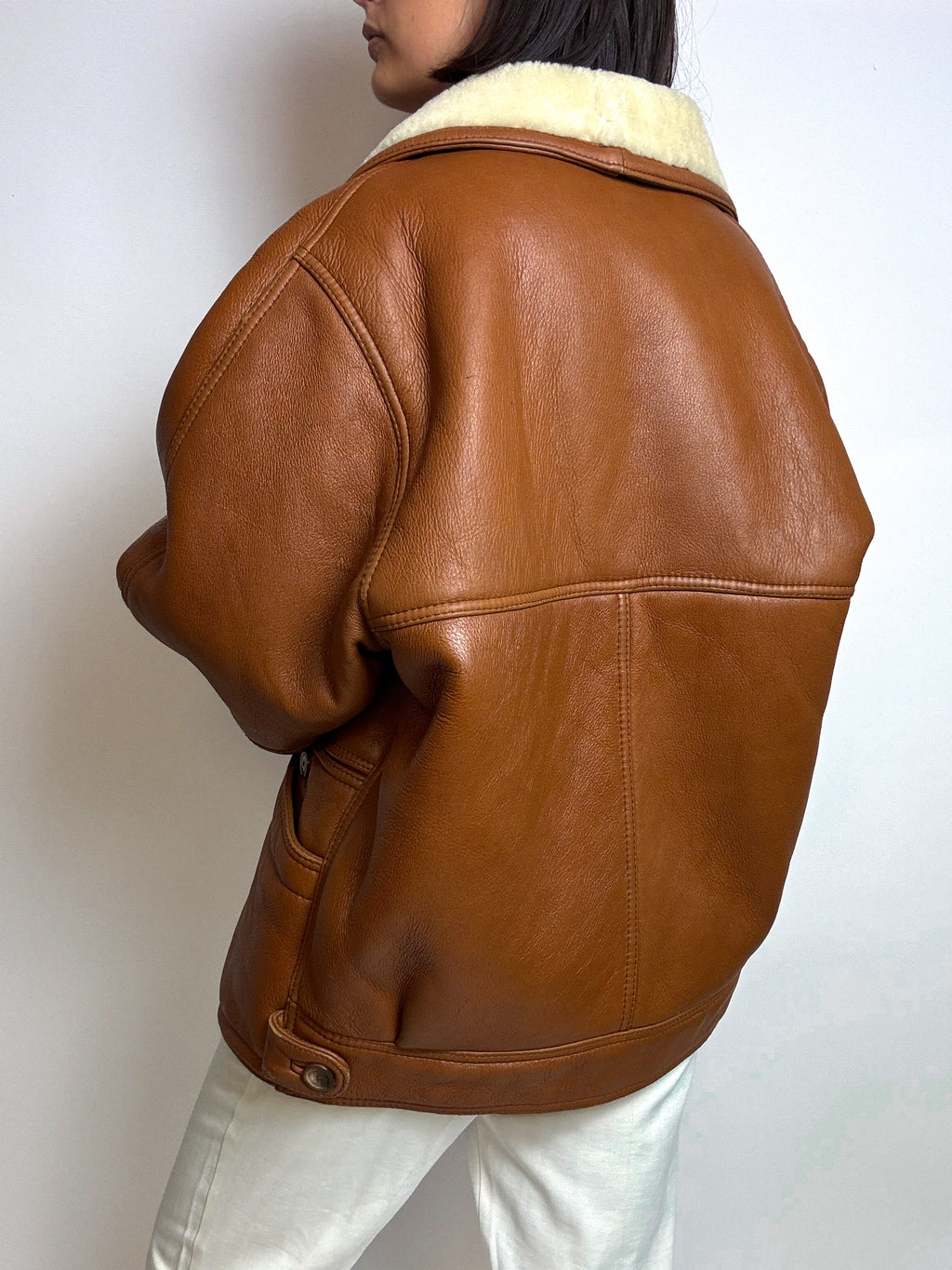 Camel shearling jacket M 