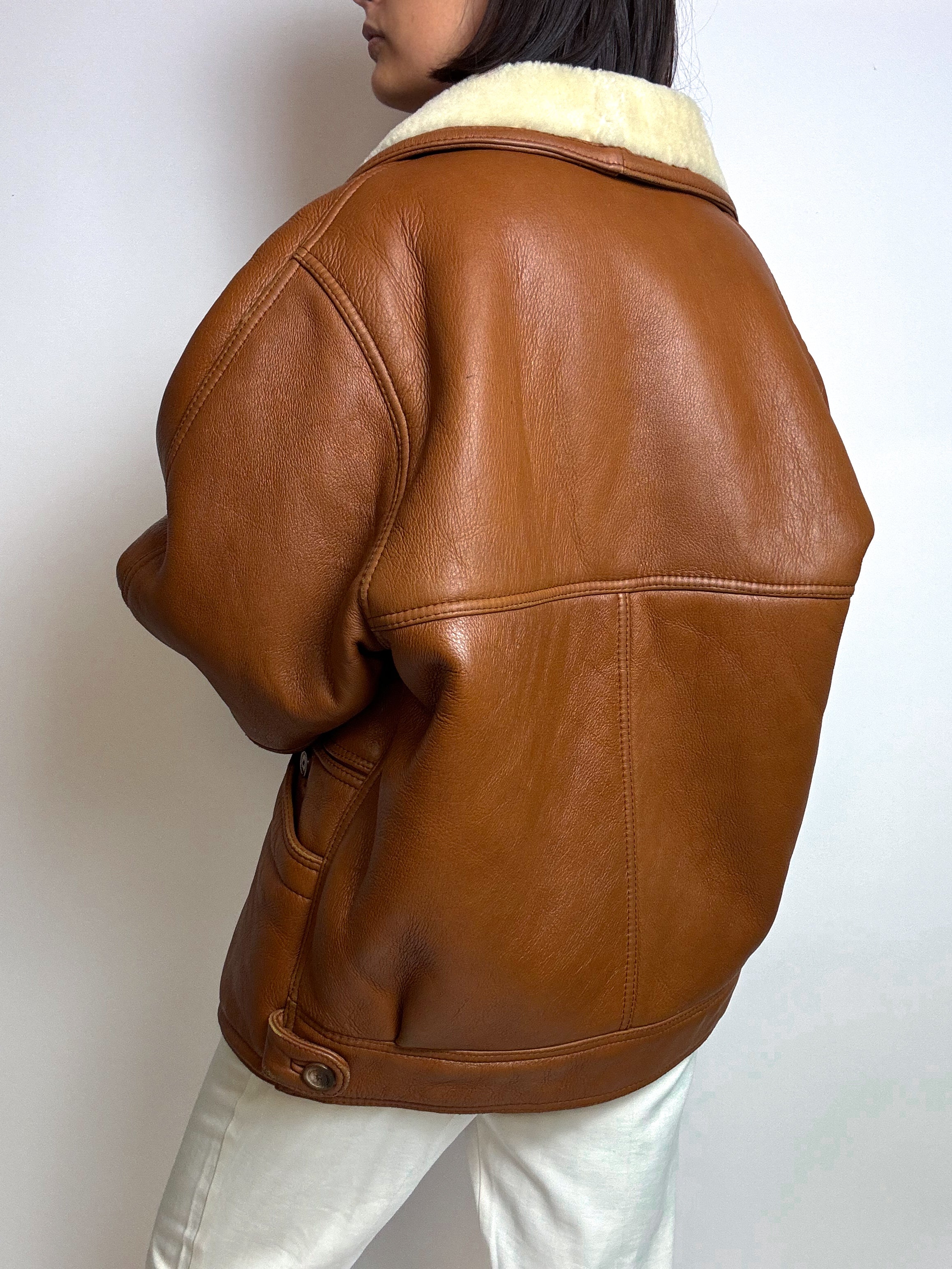 Camel shearling jacket M 