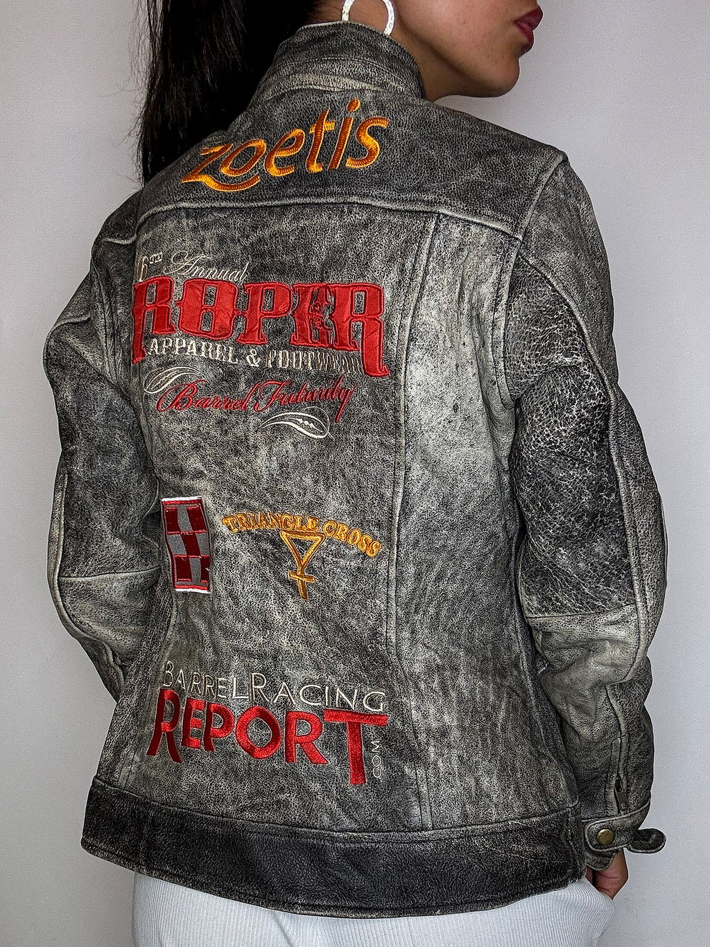 Vintage Western Roper Lederjacke, Größe L