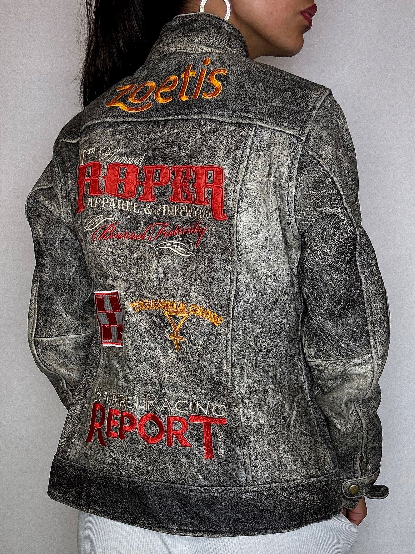 Vintage Western Roper Lederjacke, Größe L