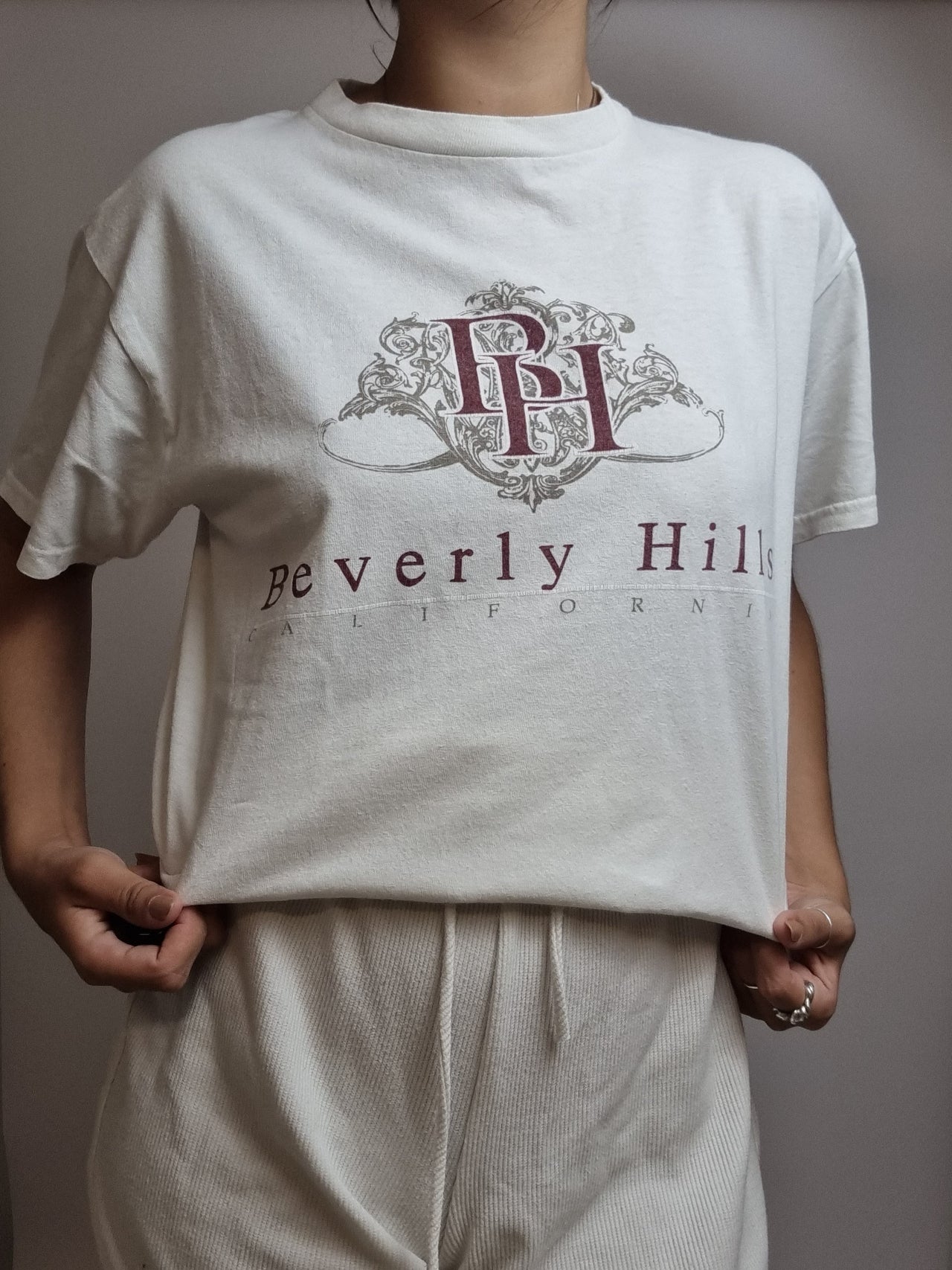 T-shirt vintage blanc Beverly Hill M