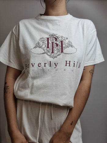 T-shirt vintage blanc Beverly Hill M