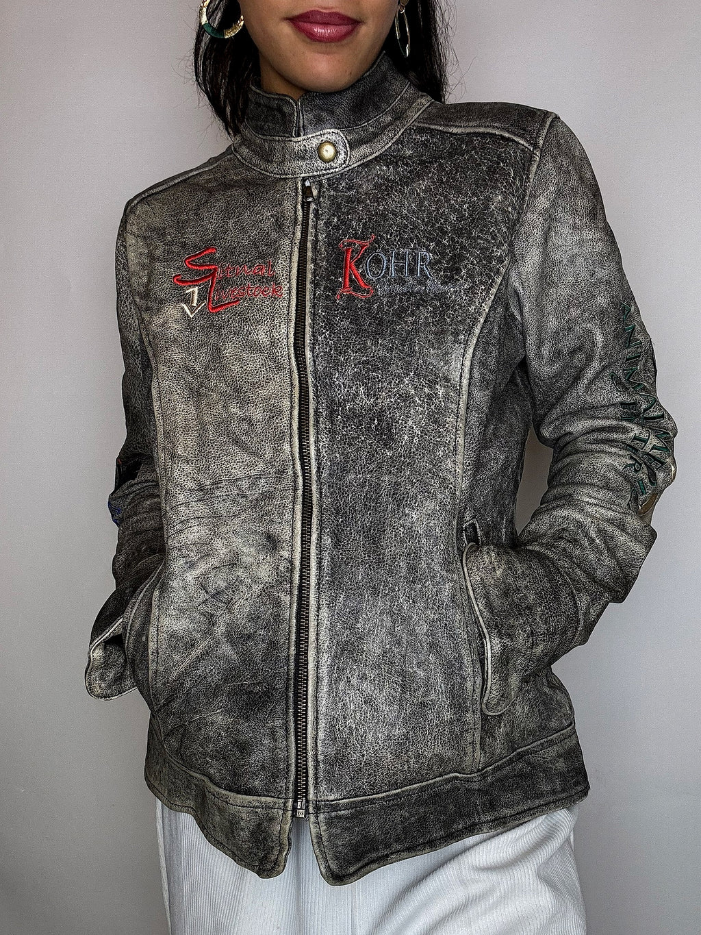Vintage Western Roper Lederjacke, Größe L