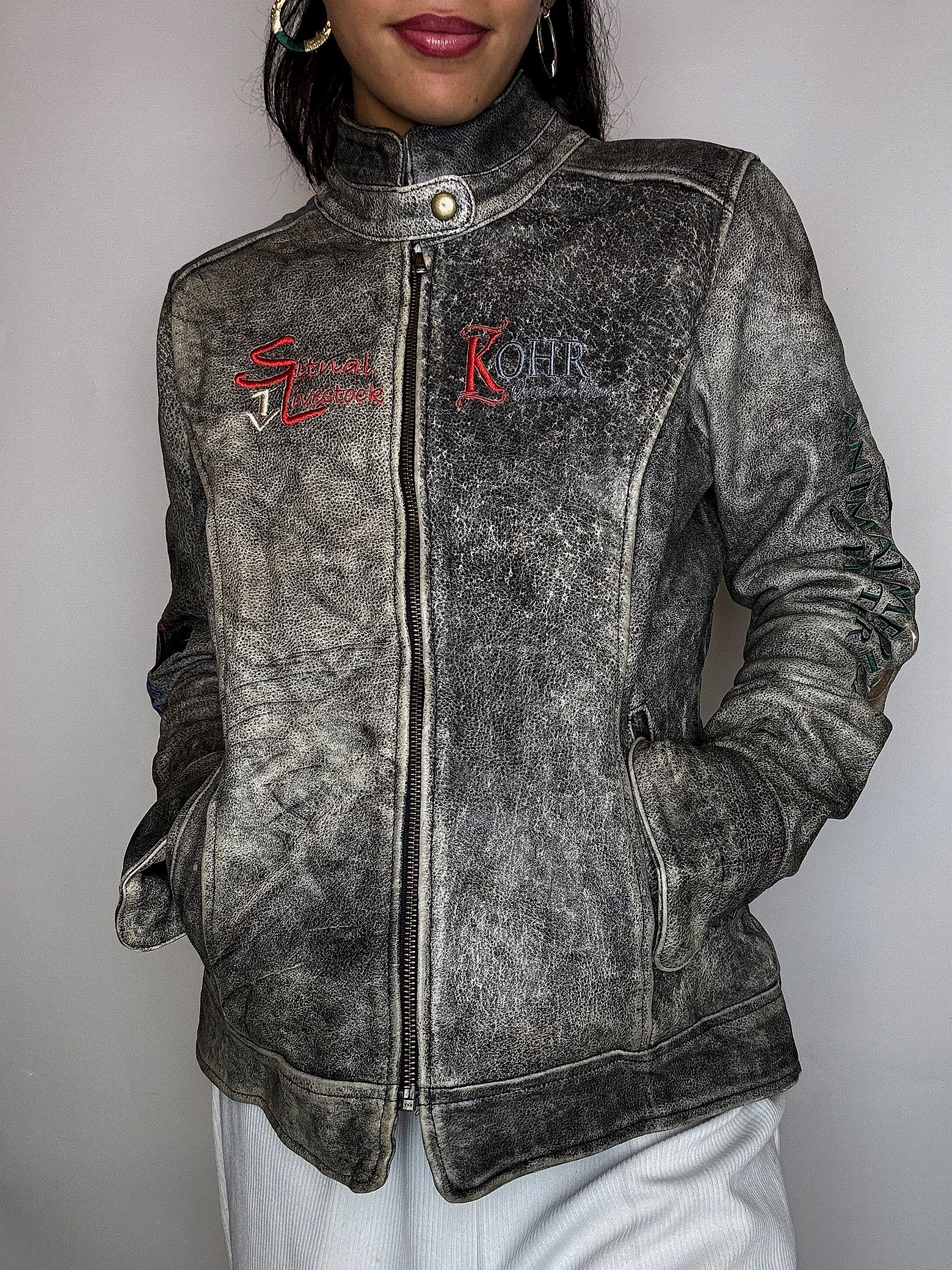 Vintage Western Roper Lederjacke, Größe L