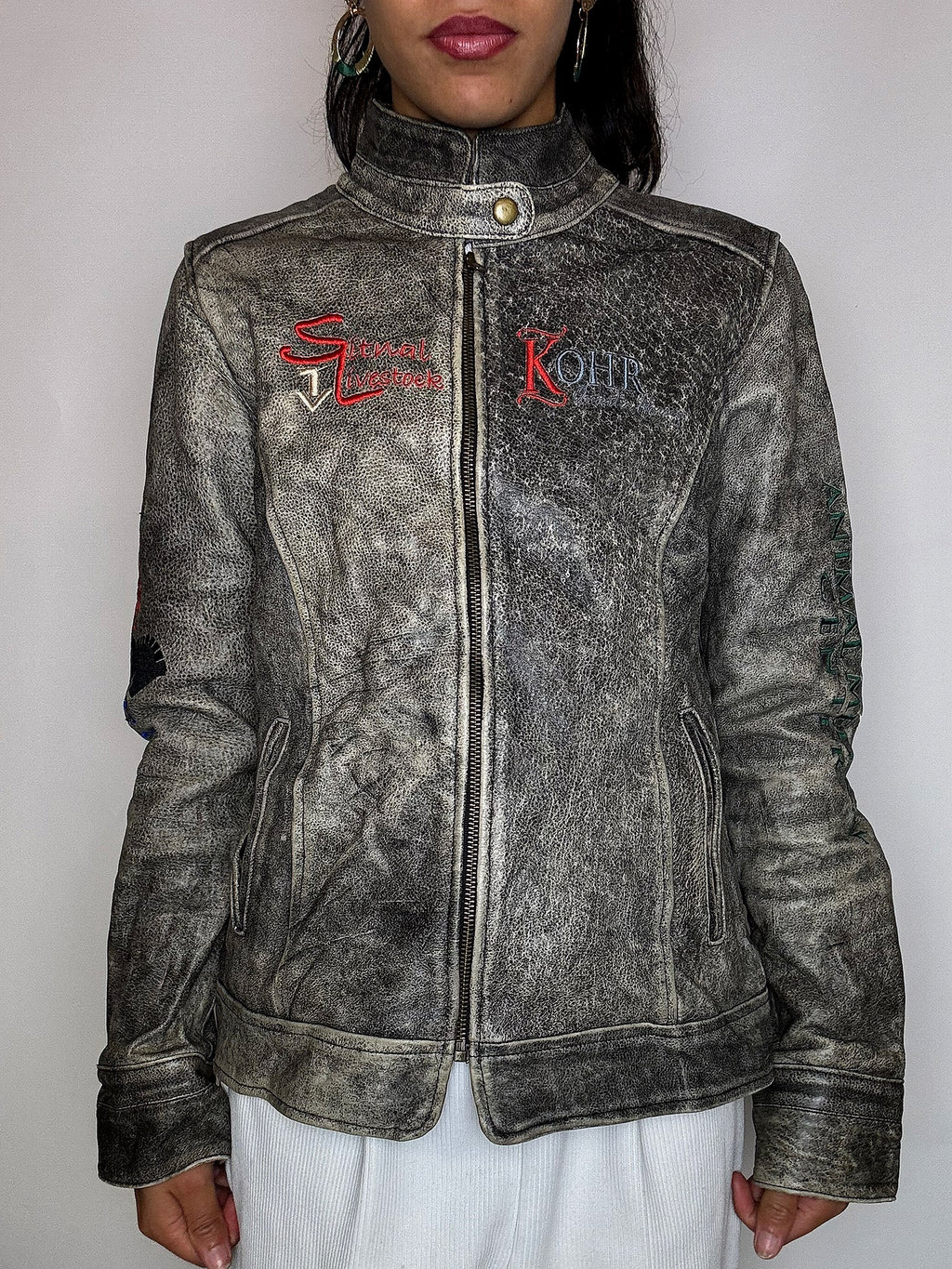 Vintage Western Roper Lederjacke, Größe L