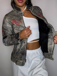 Vintage Western Roper Lederjacke, Größe L