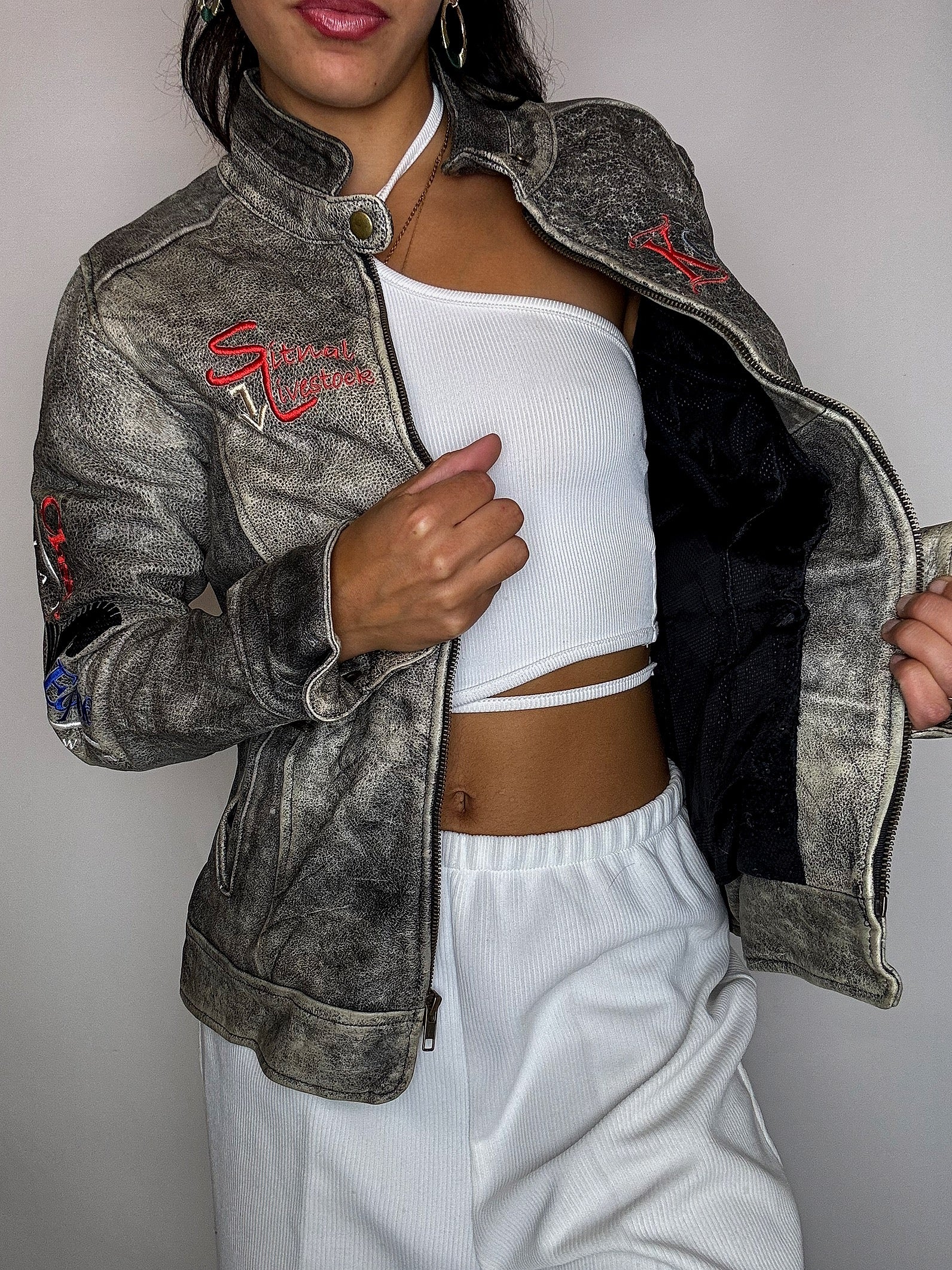 Vintage Western Roper Lederjacke, Größe L