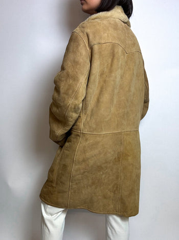 Manteau en mouton retourné beige M