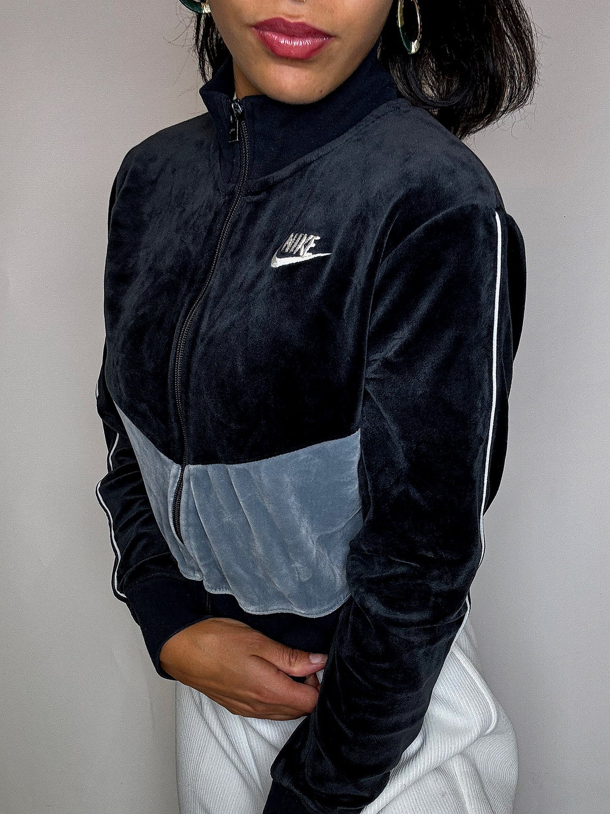 Jacket effet peau de pêche bicolore NIKE XS vintage