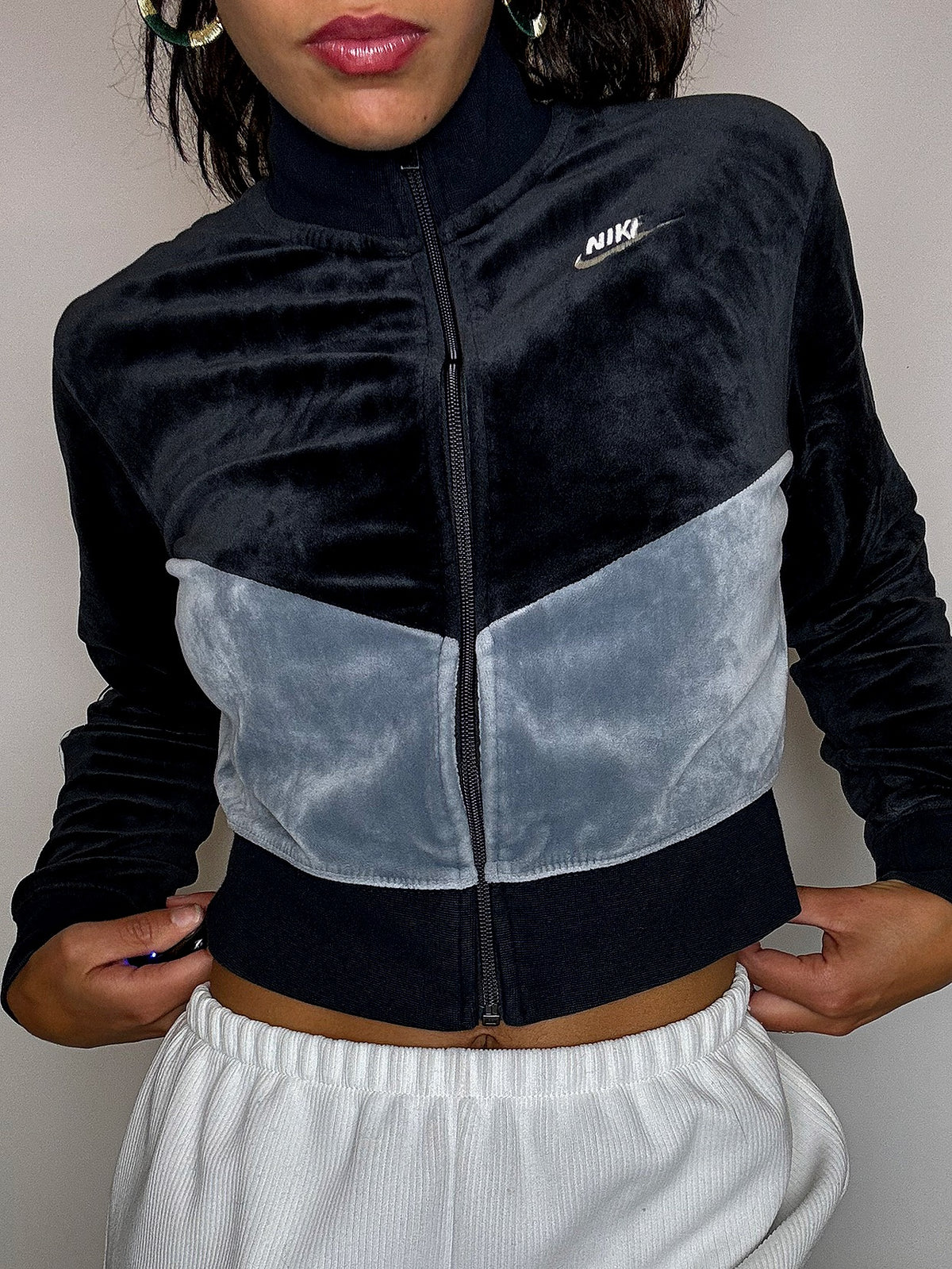 Jacket effet peau de pêche bicolore NIKE XS vintage