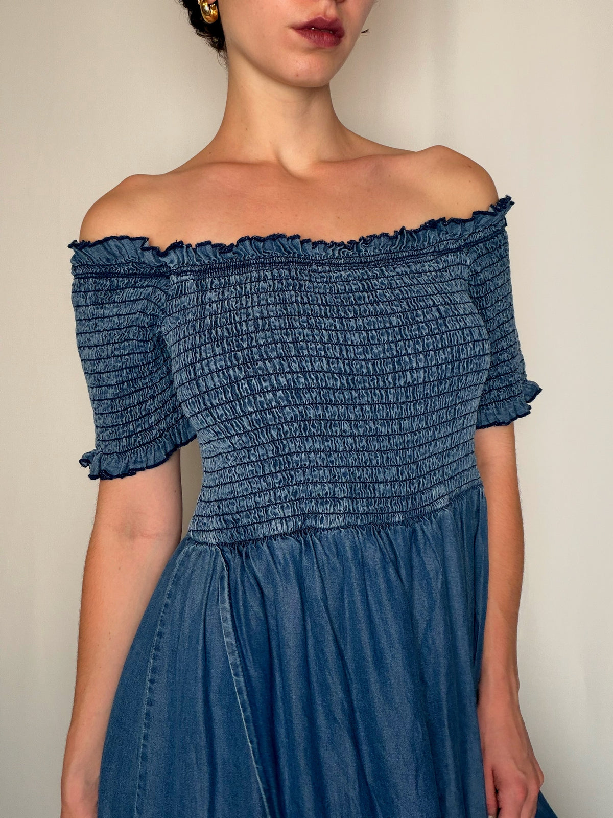 Robe froncée façon denim TU vintage