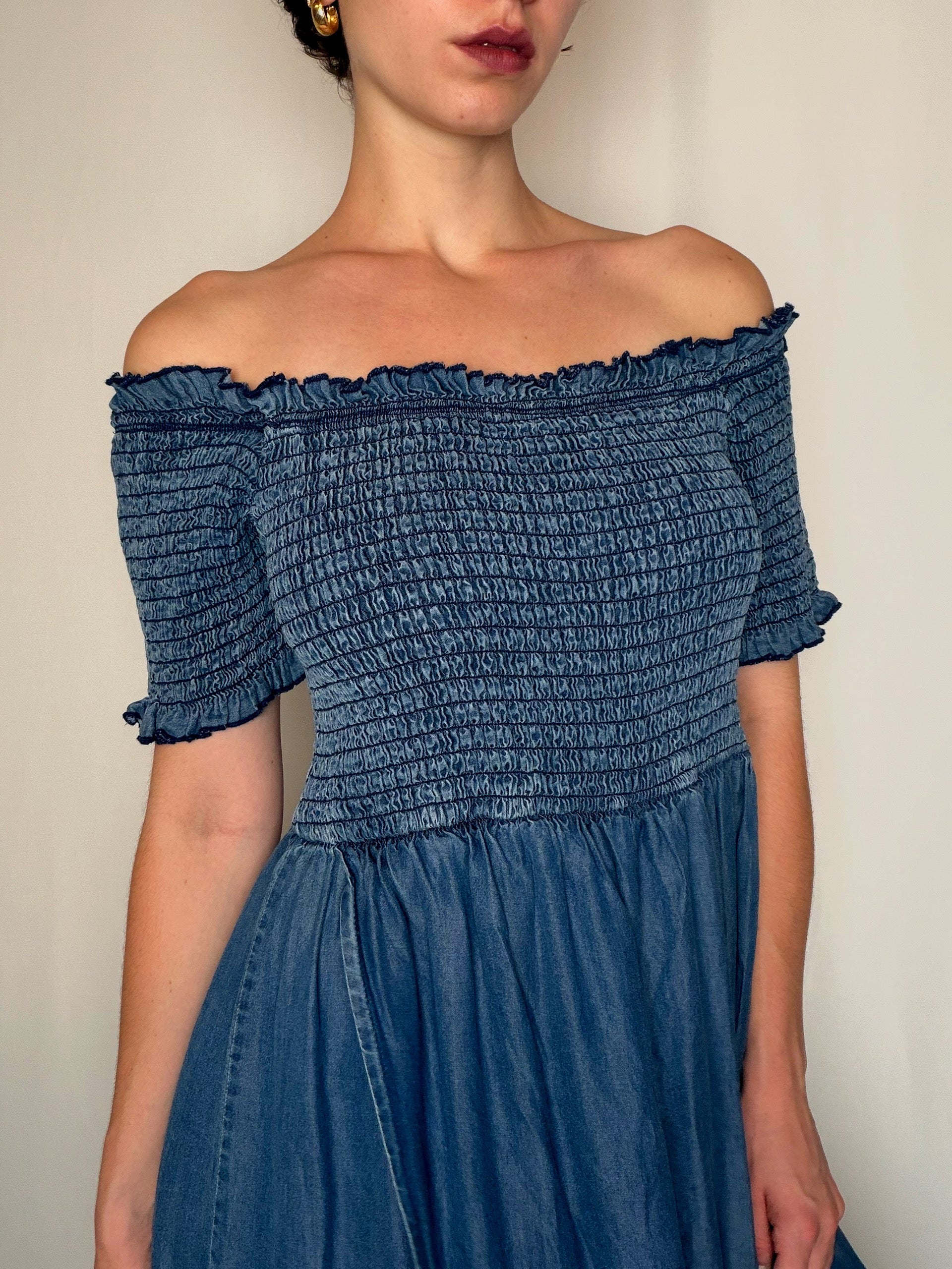 Robe froncée façon denim TU vintage