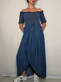 Robe froncée façon denim TU vintage