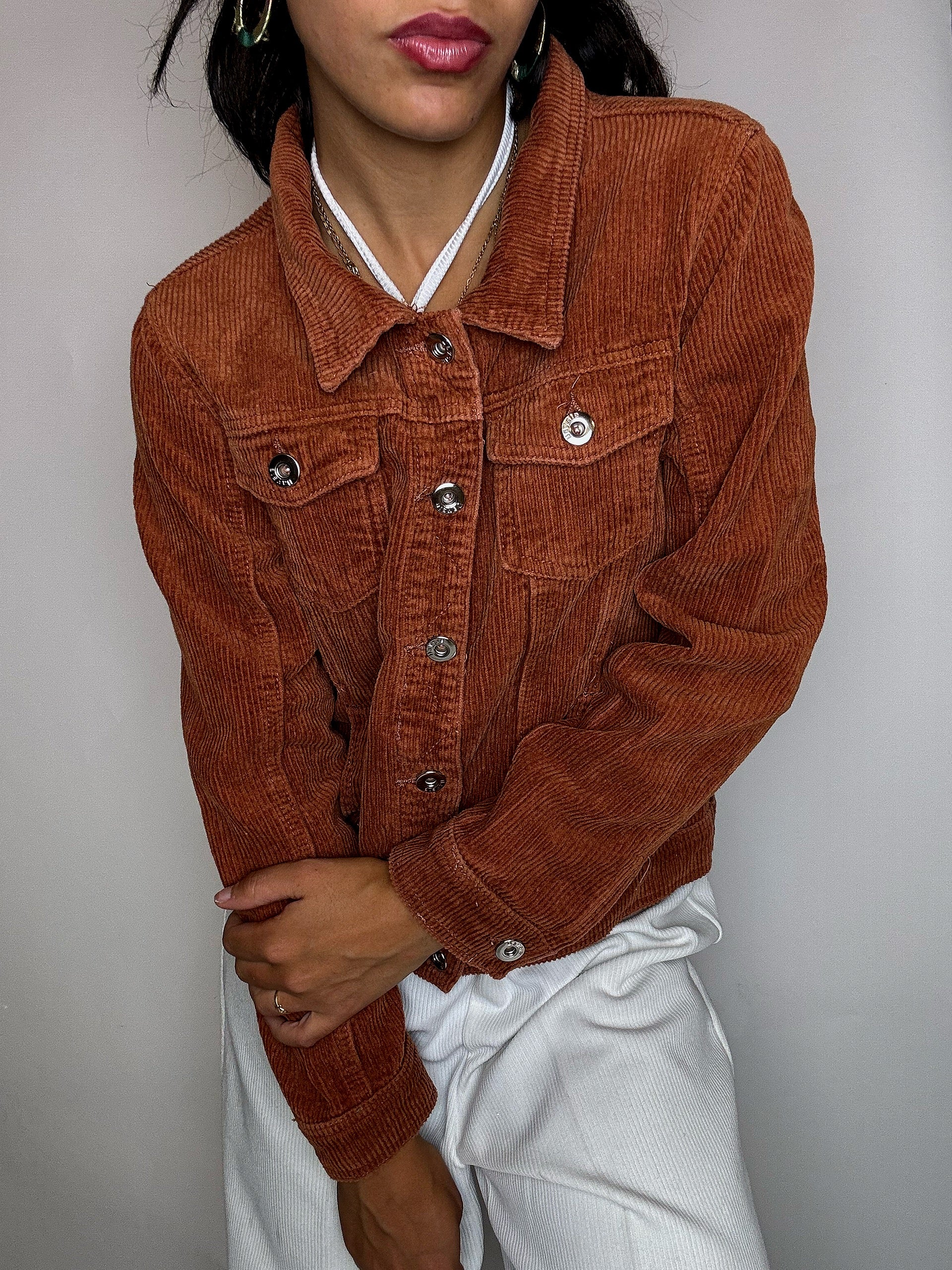 Vintage Cordjacke in Tabakbraun, Größe M