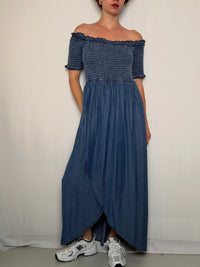 Robe froncée façon denim TU vintage