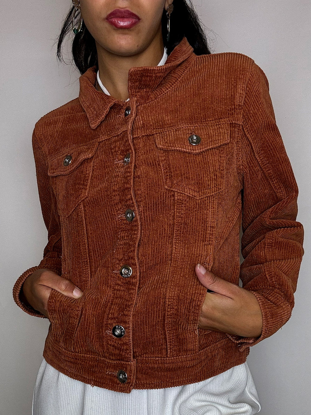 Vintage Cordjacke in Tabakbraun, Größe M