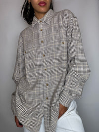 Chemise épaisse à carreaux brune L vintage