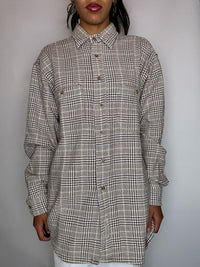 Chemise épaisse à carreaux brune L vintage