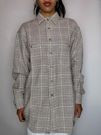 Chemise épaisse à carreaux brune L vintage
