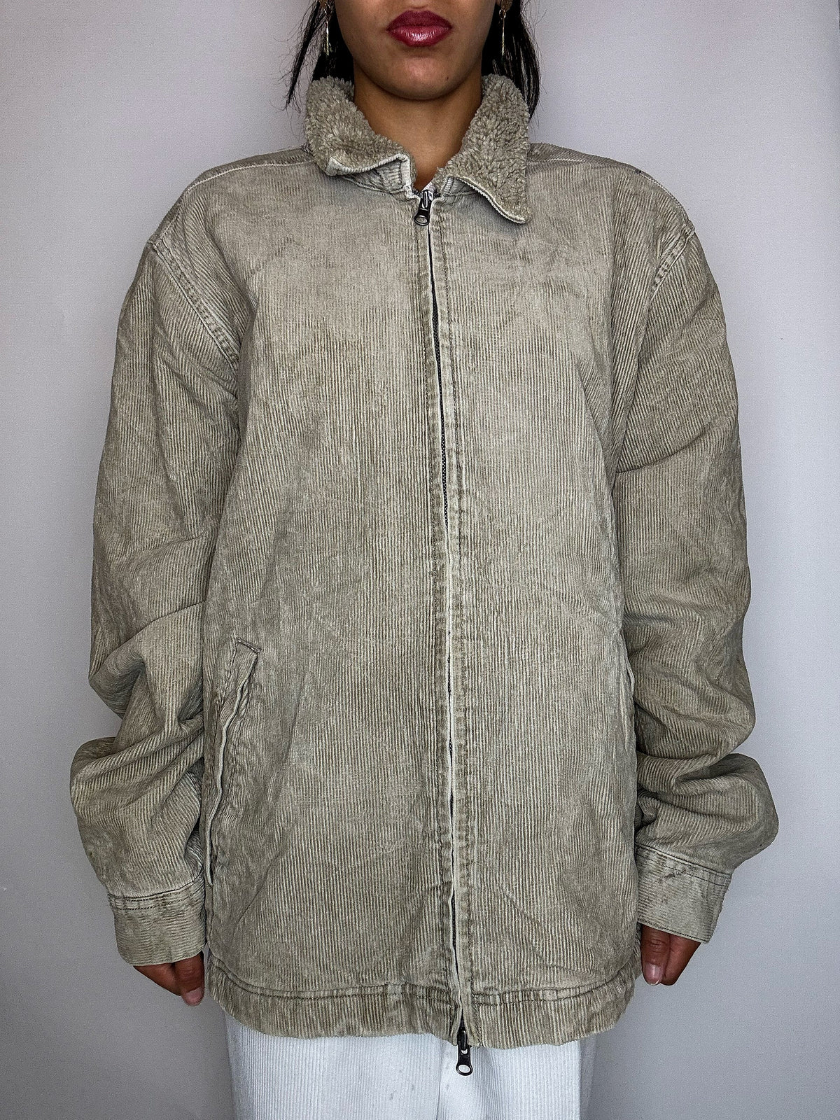 Veste en velour cotelé doublée beige HOLLISTERCO L vintage