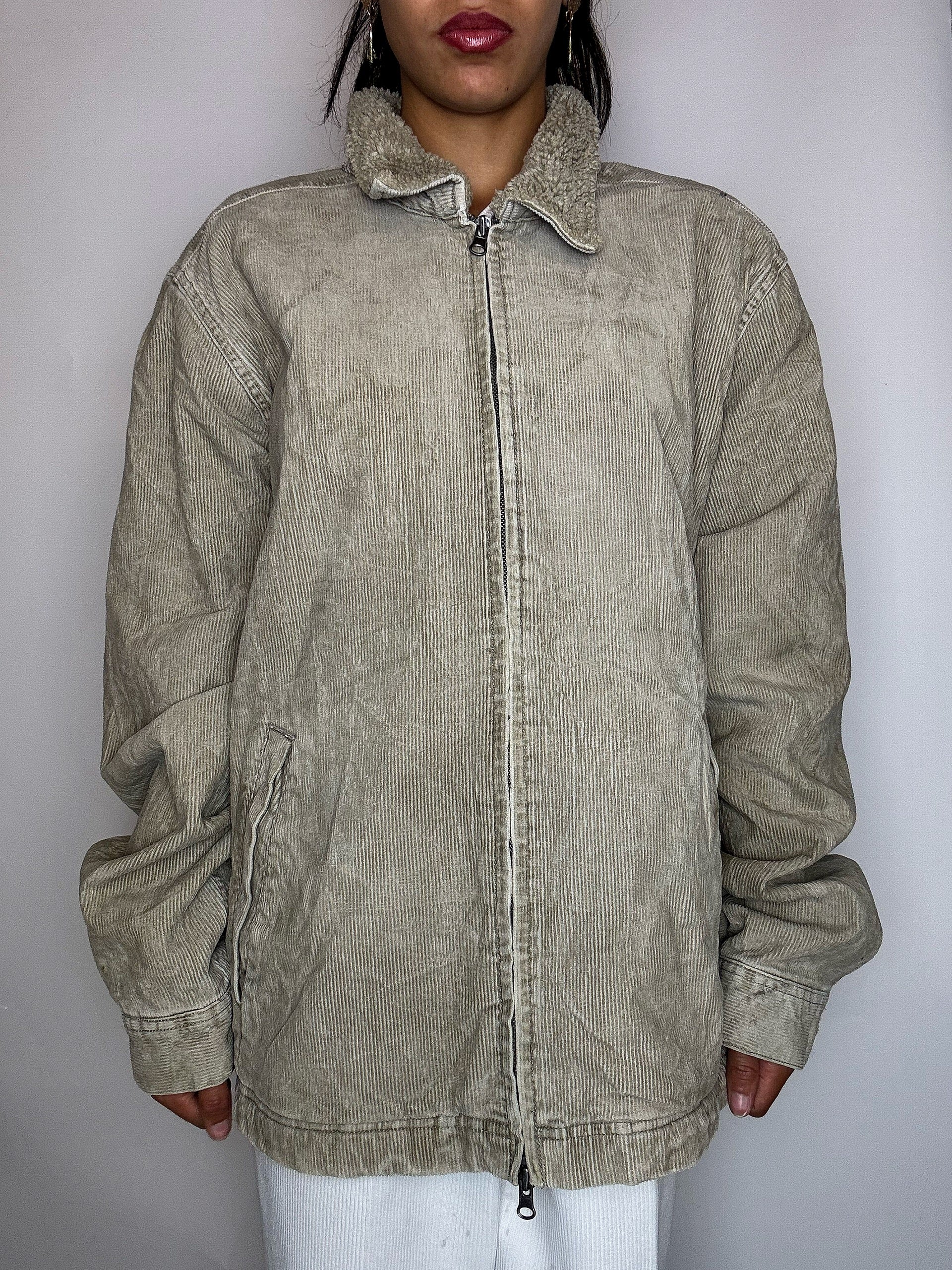 HOLLISTERCO L vintage beige corduroy lined jacket