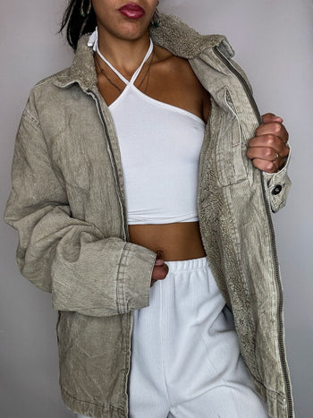 Veste en velour cotelé doublée beige HOLLISTERCO L vintage