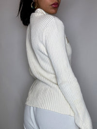 Pull col cheminée crème DKNY jeans M vintage