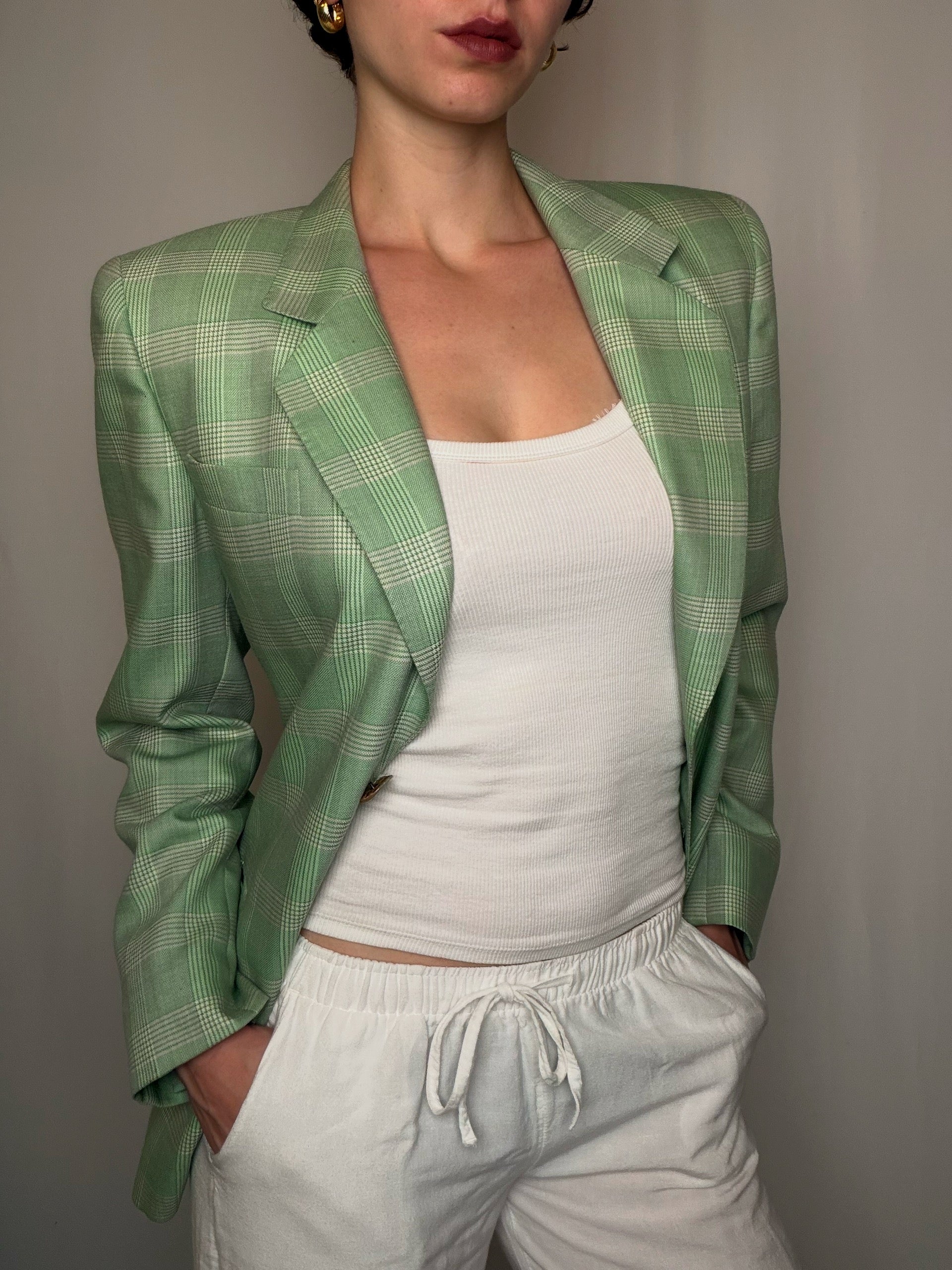 Vintage Blazer kariert Grün S/M