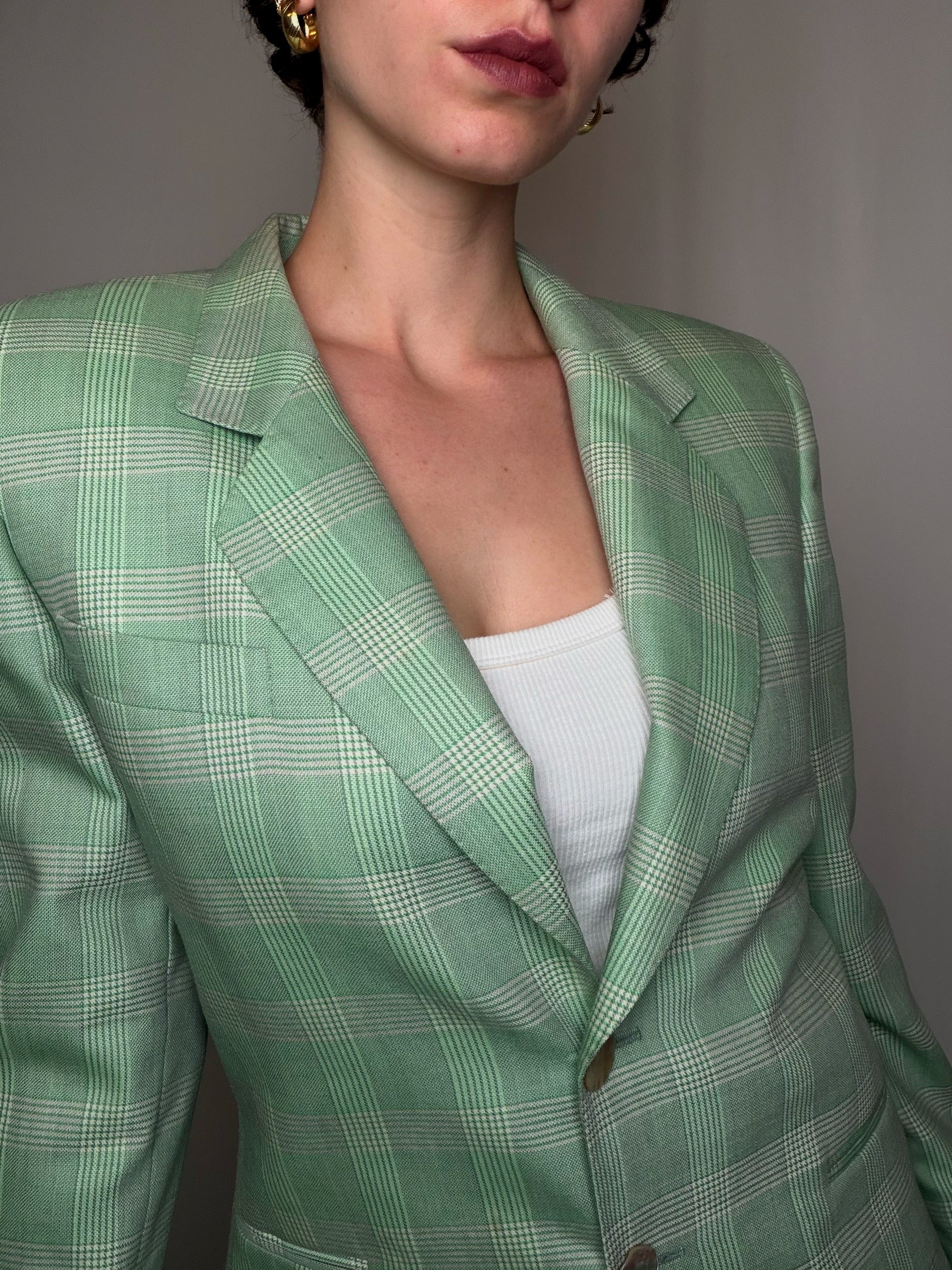 Vintage Blazer kariert Grün S/M