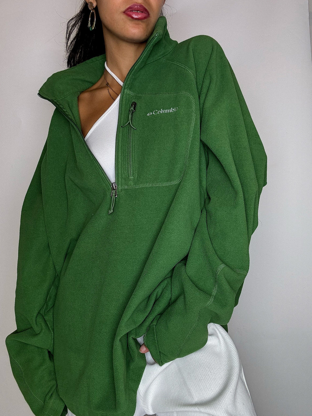 Vintage XXL Grüner Kolumbien Rollkragen-Fleece