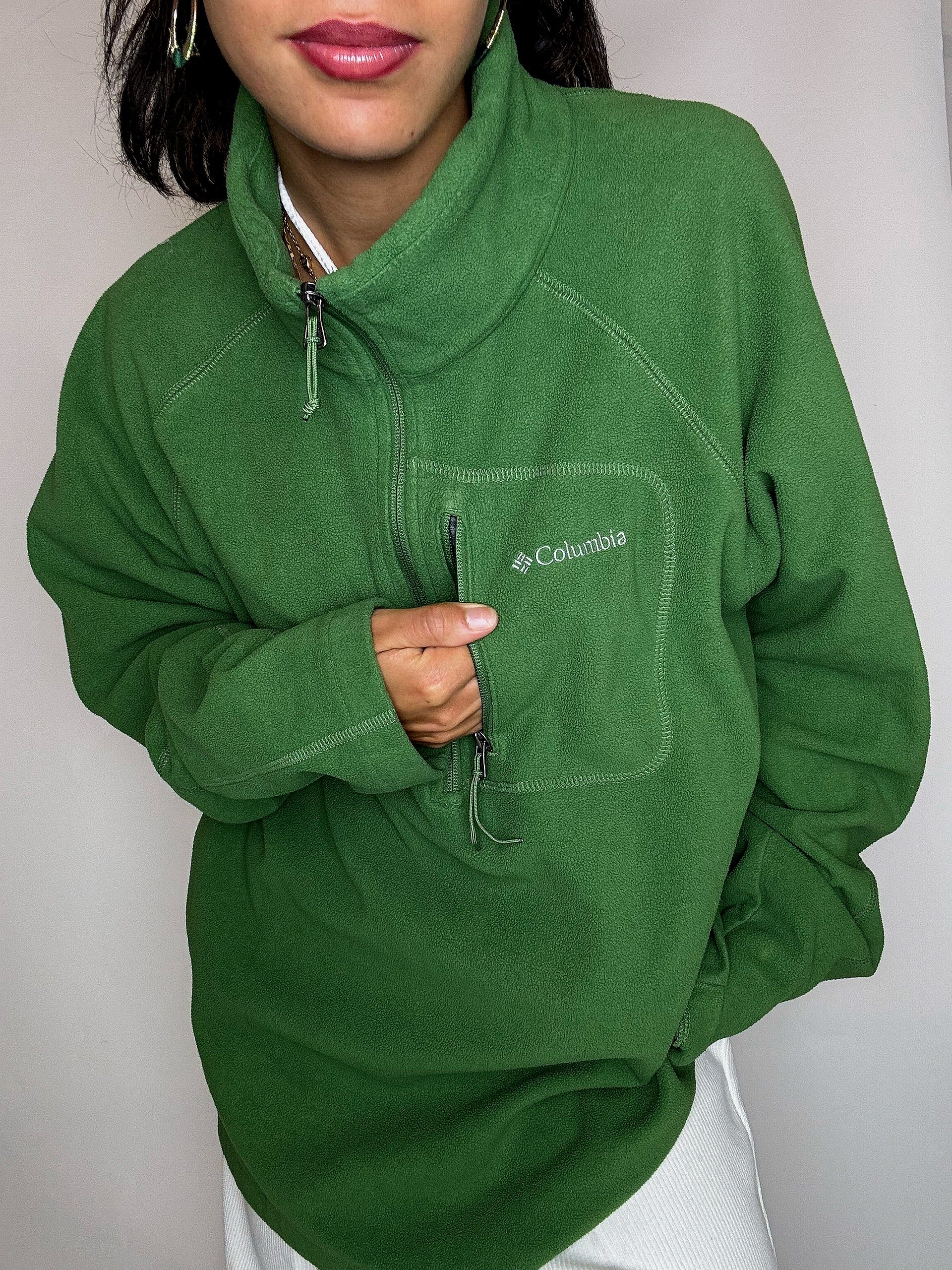 Vintage XXL Grüner Kolumbien Rollkragen-Fleece