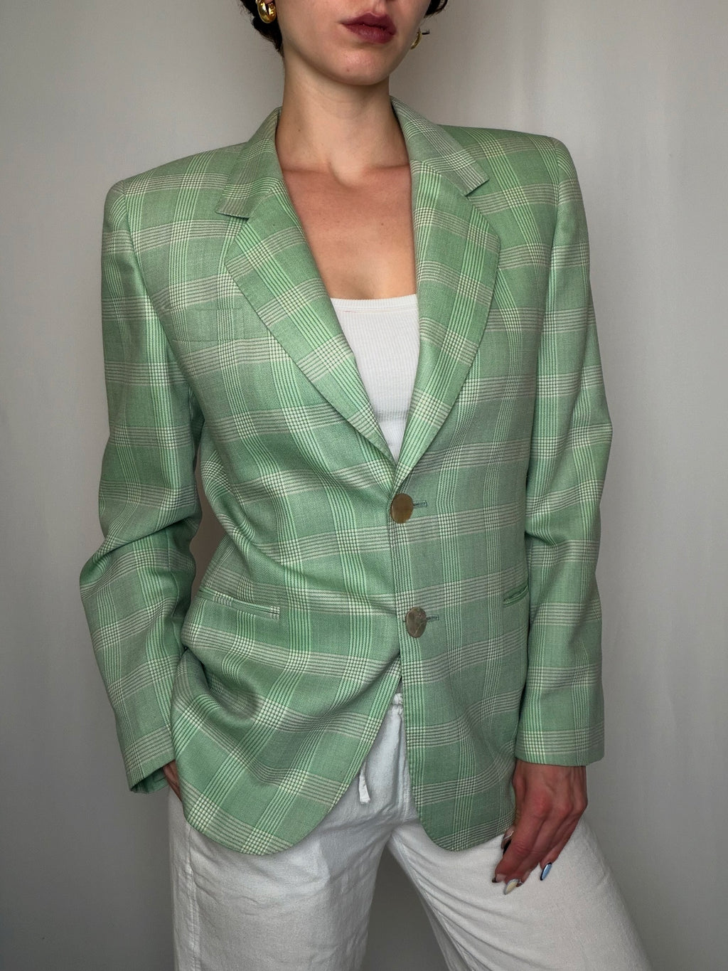 Vintage Blazer kariert Grün S/M