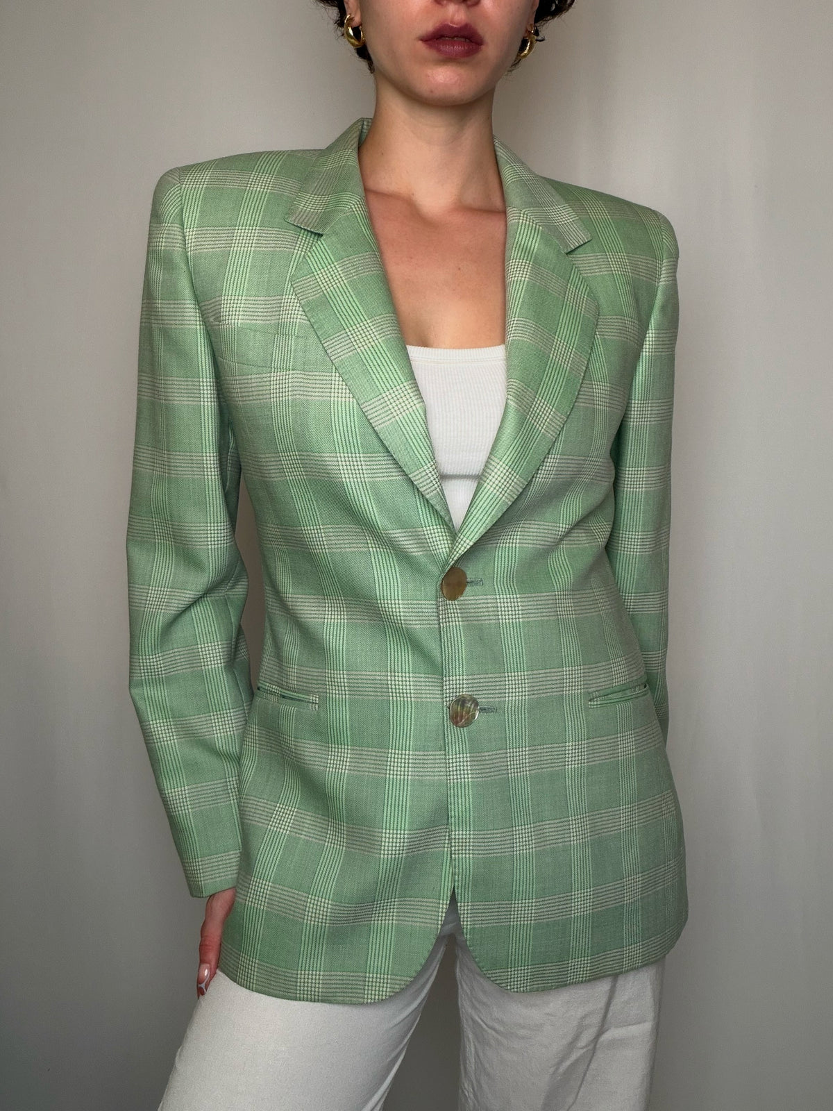 Vintage Blazer kariert Grün S/M