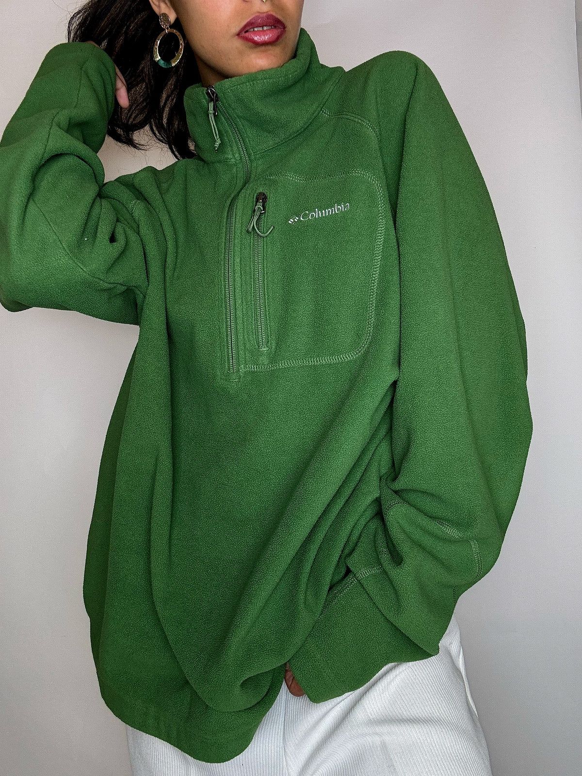 Polaire col cheminée verte COLOMBIA XXL vintage