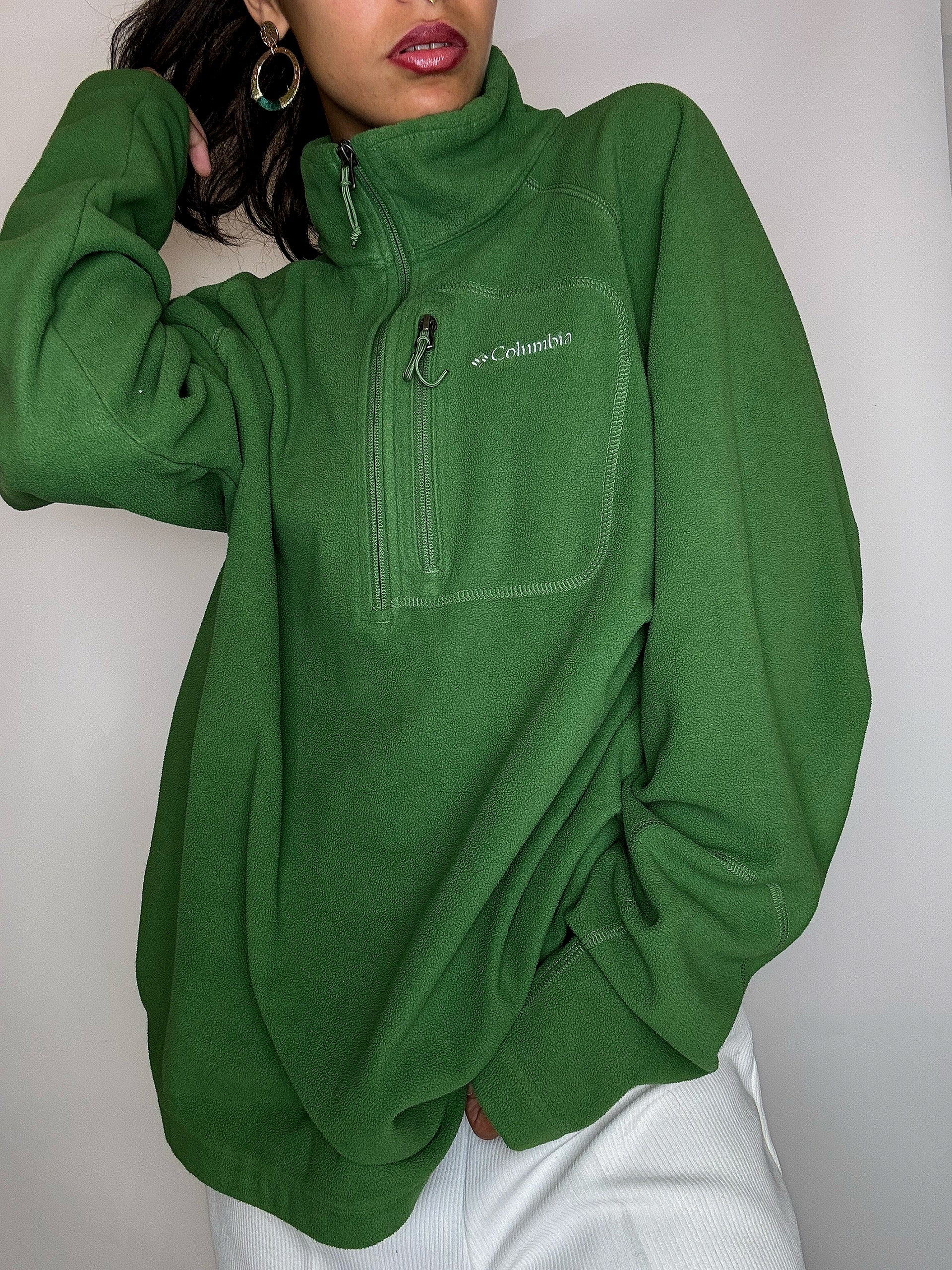 Vintage XXL Grüner Kolumbien Rollkragen-Fleece