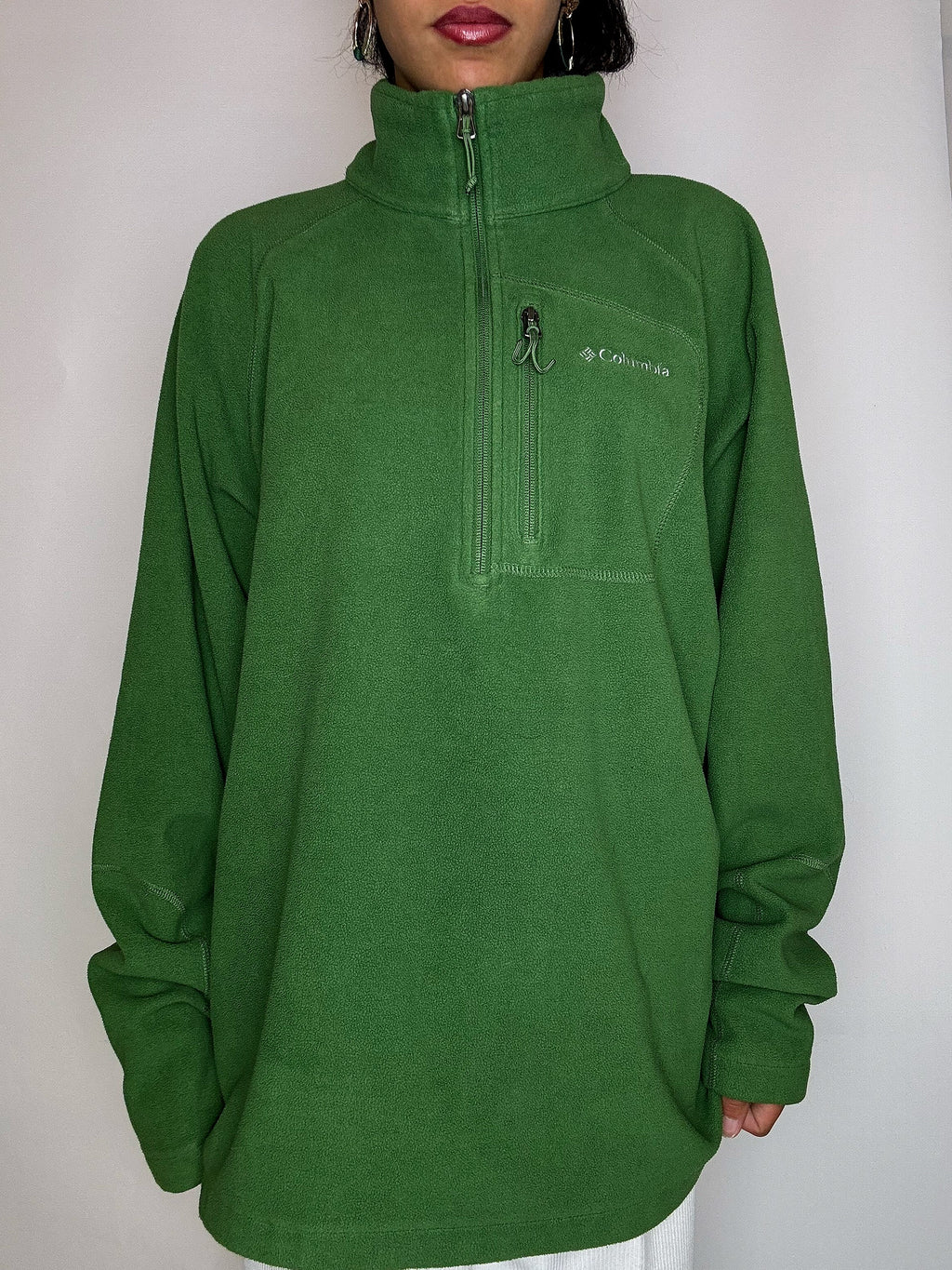 Vintage XXL Grüner Kolumbien Rollkragen-Fleece