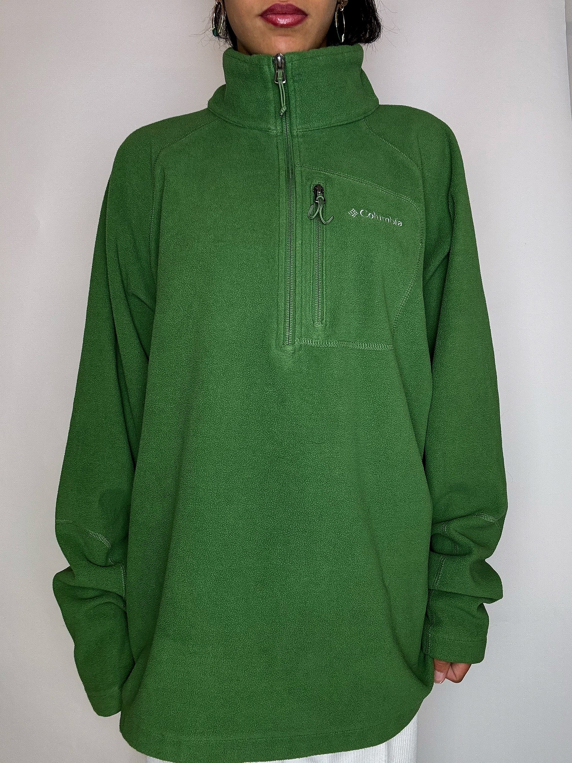 Vintage XXL Grüner Kolumbien Rollkragen-Fleece