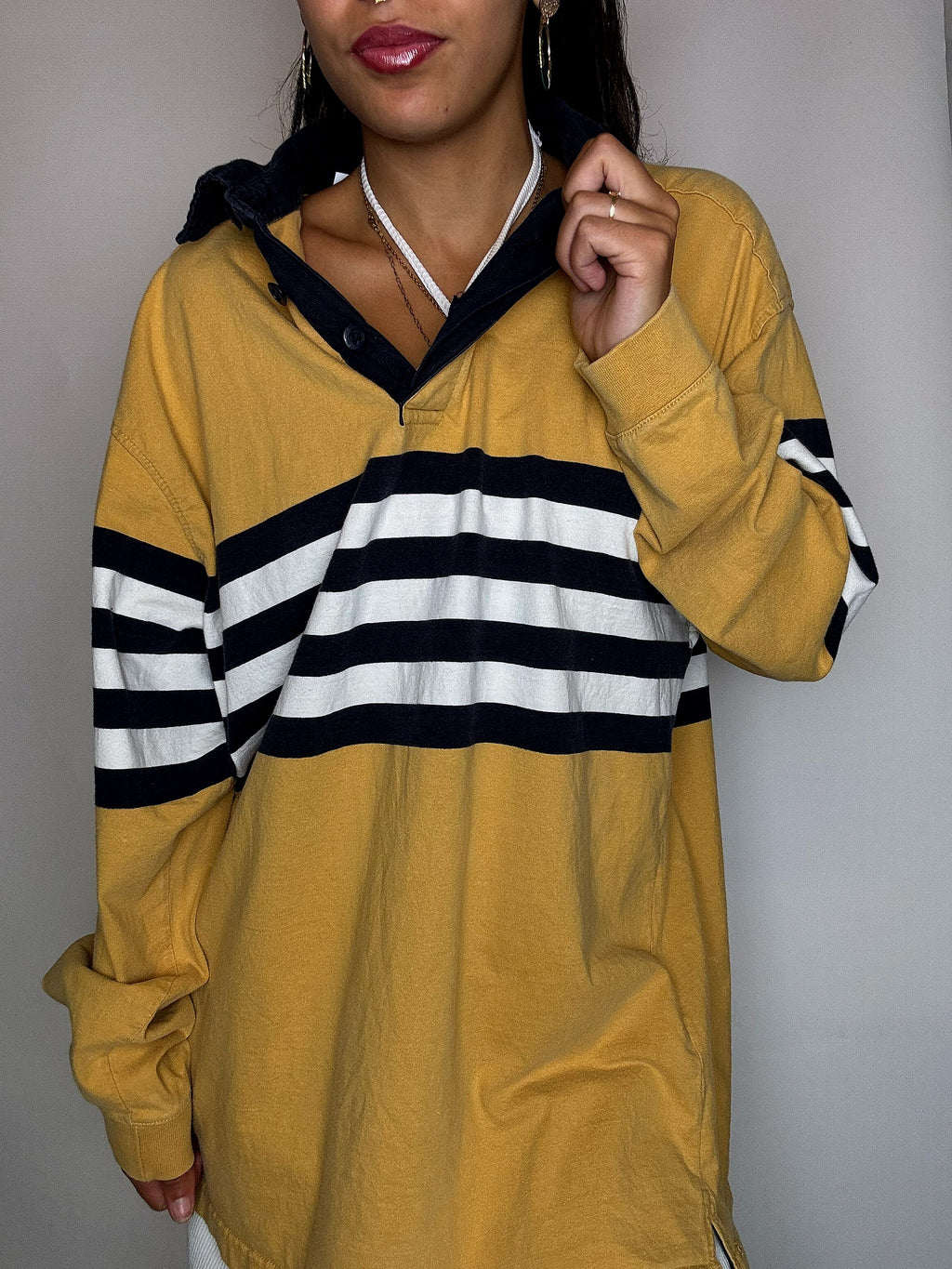 Polo de rugby moutarde XXL vintage