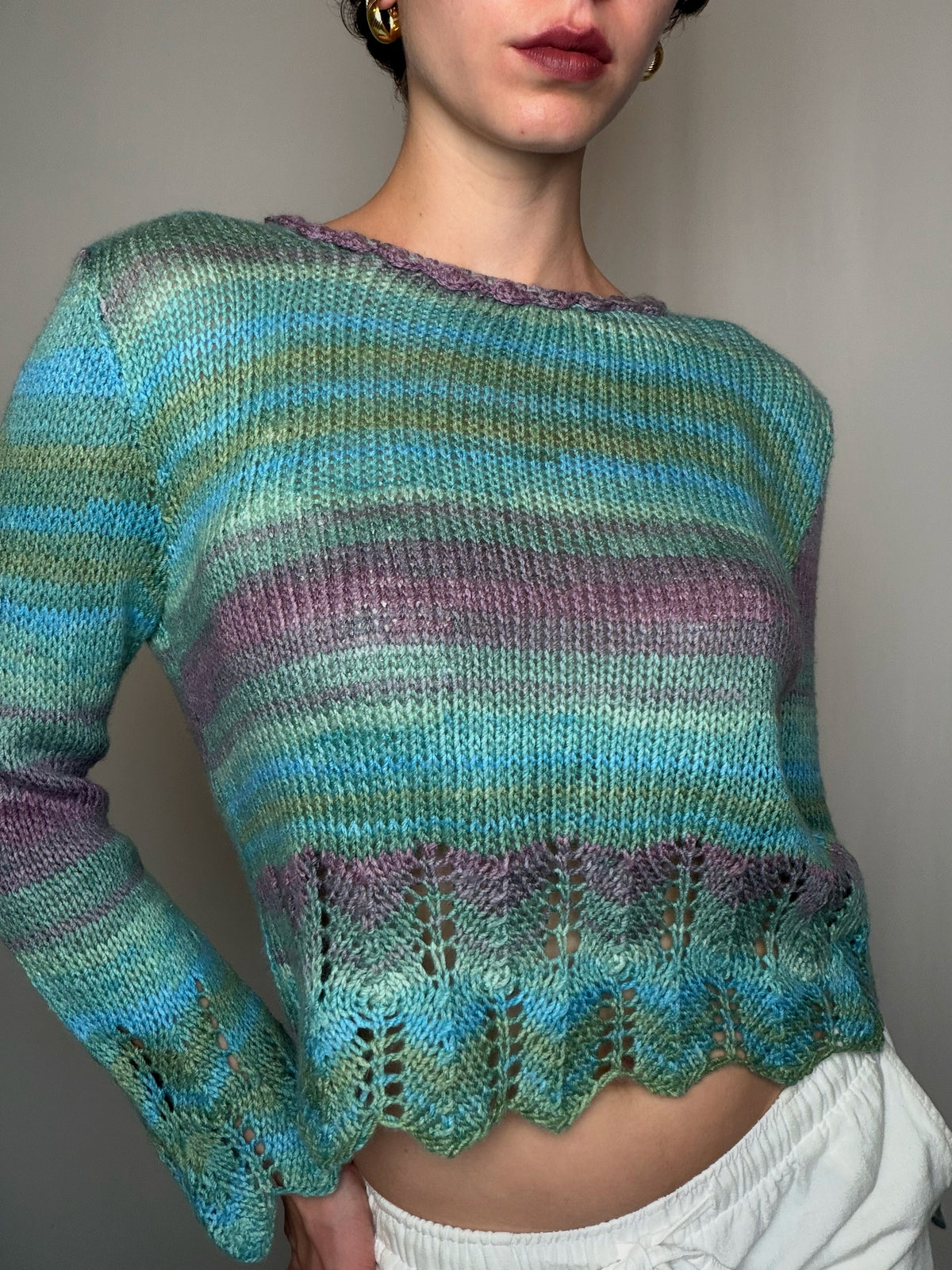 Pullover, Strick, Dégradé-Optik, S/M, Vintage