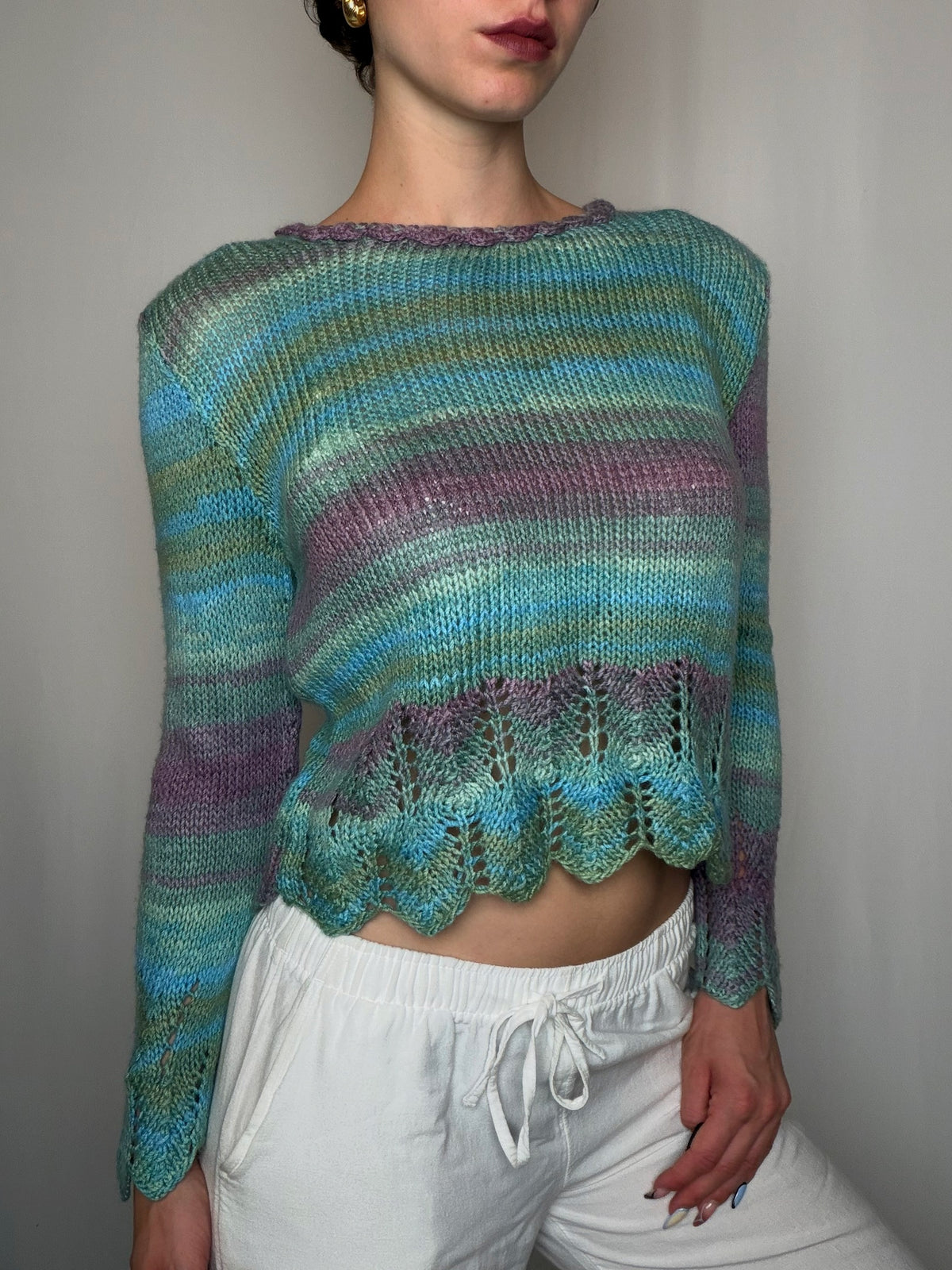 Pullover, Strick, Dégradé-Optik, S/M, Vintage