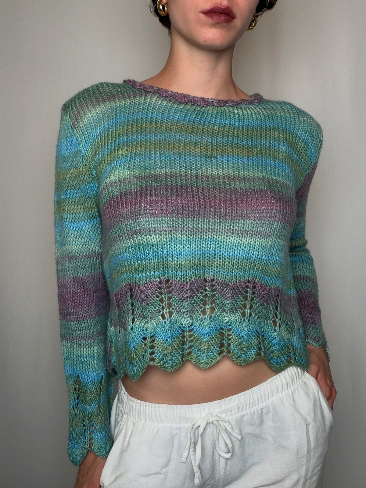 Pullover, Strick, Dégradé-Optik, S/M, Vintage