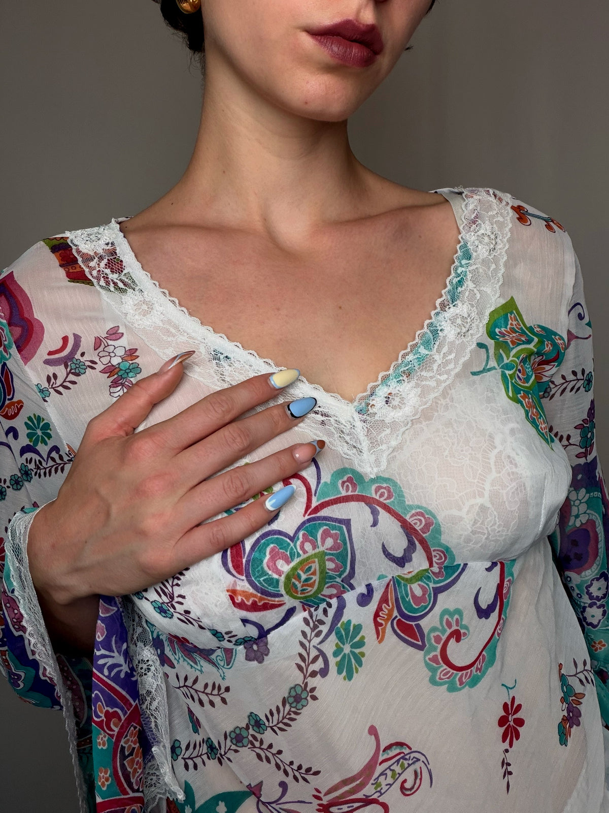 Top fluide imprimé M vintage