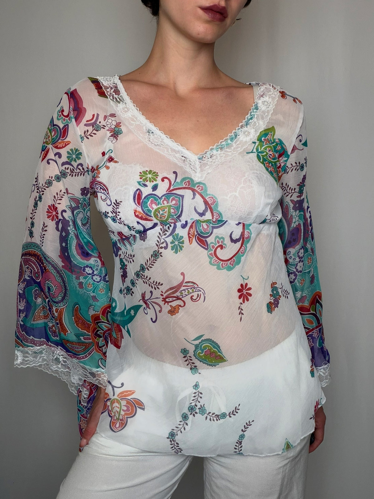 Top fluide imprimé M vintage