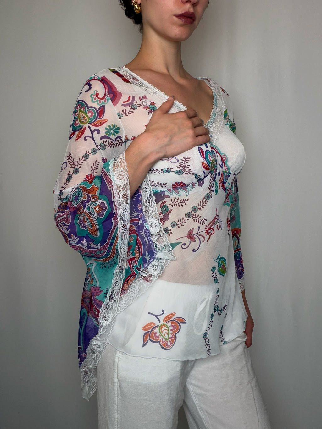 Top fluide imprimé M vintage