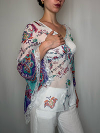 Top fluide imprimé M vintage