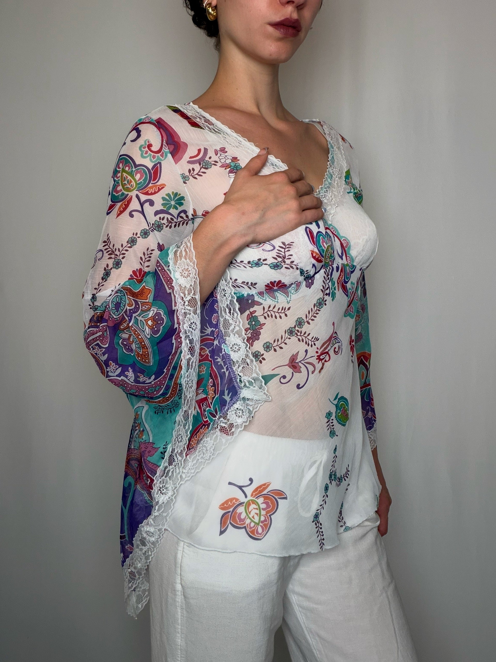 Top fluide imprimé M vintage