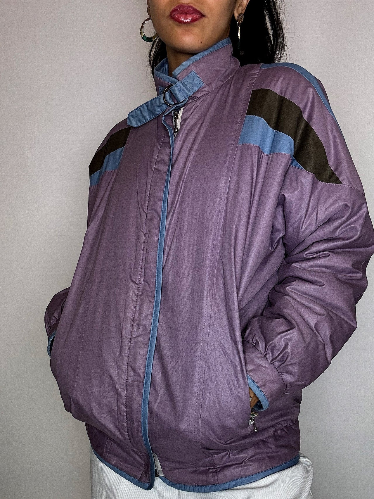 Veste bomber doublée prune M vintage