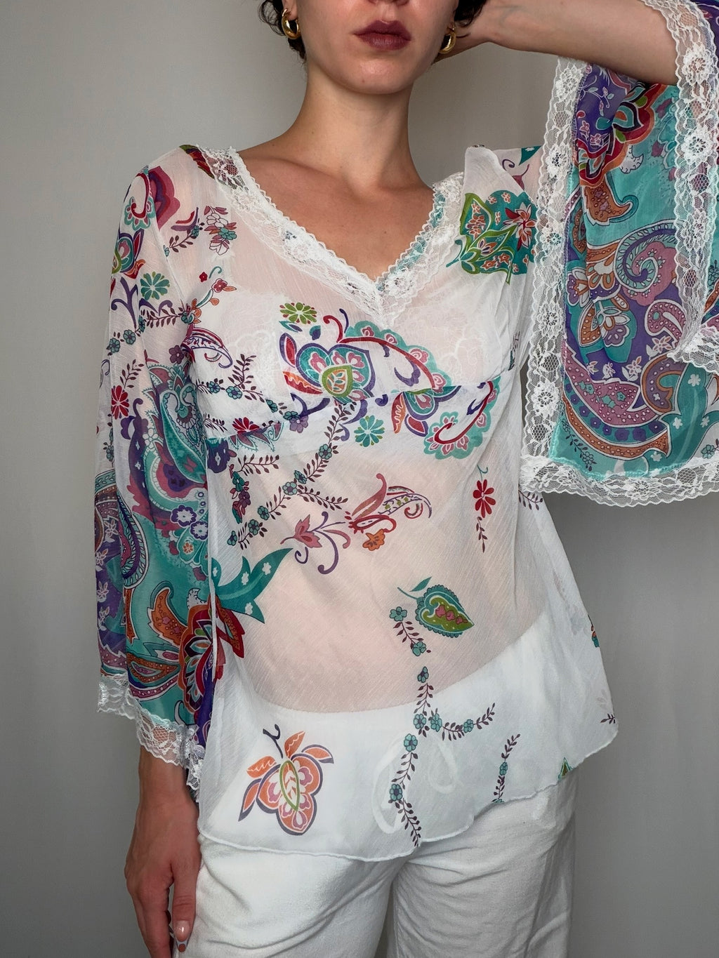 Top fluide imprimé M vintage